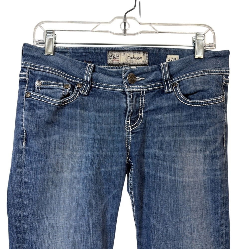 BKE Sabrina Jeans Womens 27R Blue Skinny Mid Rise Medium Wash Contrast Stitch - Picture 3 of 9